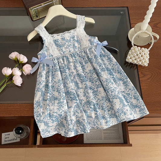 Vestido com Renda e Laço para Menina