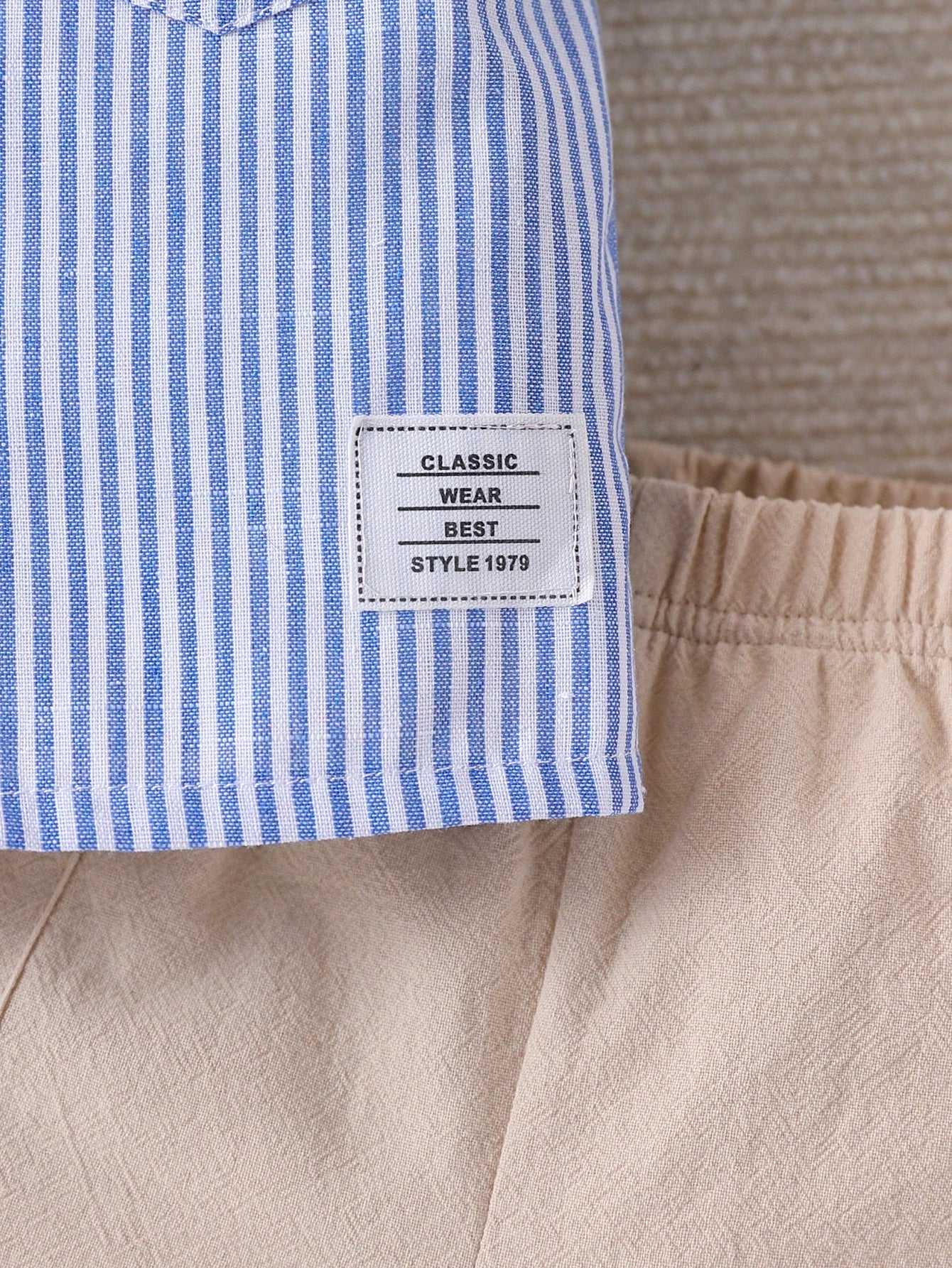 Conjunto 2 Peças Verão para Bebé Menino – Camisa às Riscas e Calções