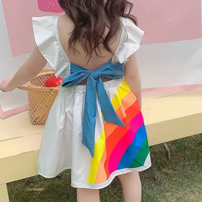 Vestido com Alças em Padrão aos Quadrados para Menina
