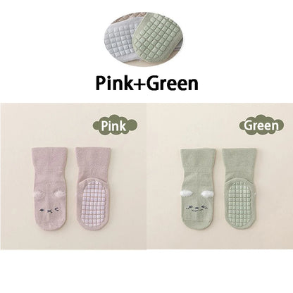 2 Pares de Meias Antiderrapantes para Bebé em Algodão
