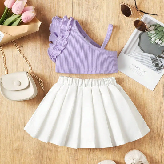 Conjunto de Verão para Bebé - Vestido em Duas Peças com Saia Plissada