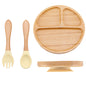 Conjunto de Pratos Infantis em Bambu com Ventosa em Silicone - 3 Peças