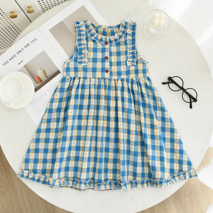 Vestido Casual Floral com Alças para Menina