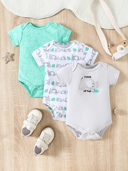 Conjunto de 3 Bodys para Bebé – 100% Algodão
