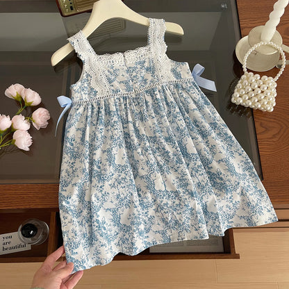Vestido com Renda e Laço para Menina
