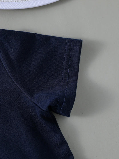 Conjunto de Verão para Bebé Menino – T-shirt Branca de Manga Curta e Calções