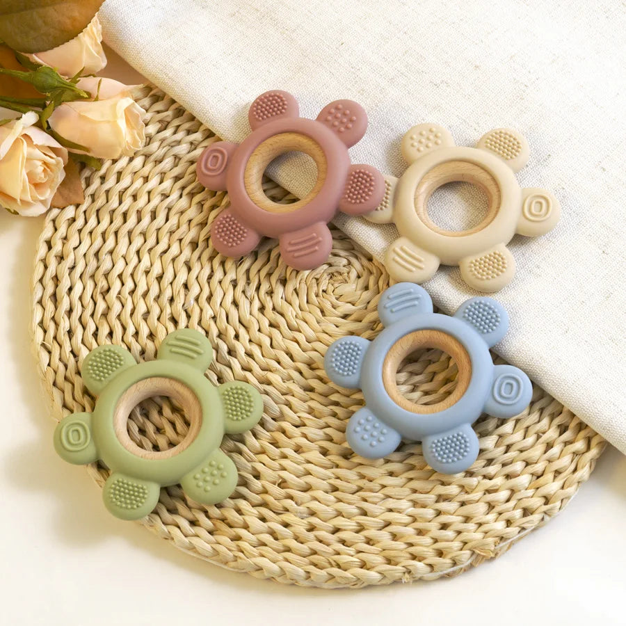 Mordedor Sensorial em Silicone – Formato Flor