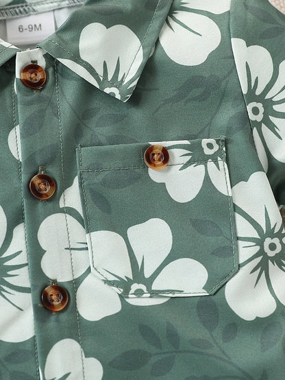 Conjunto Verão 2 Peças para Menino - Camisa com Bolsos e Calções