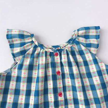 Conjunto de Verão 2 Peças para Menina – Com Camisa de Folhos e Calções
