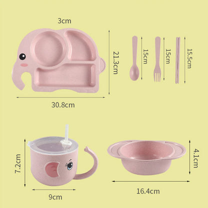 Conjunto de Talheres Infantis 6 Peças – Prato, Tigela, Copo, Colher e Garfo