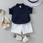 Conjunto de Verão para Bebé Menino – T-shirt Branca de Manga Curta e Calções