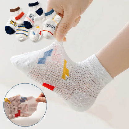 Meias Infantis em Malha Respirável – Pack 5 Pares