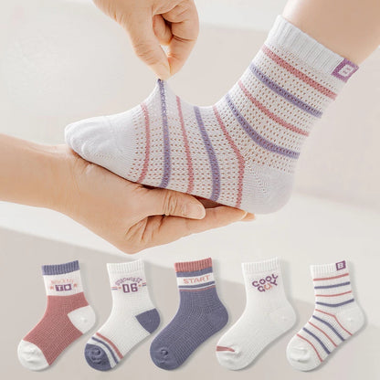 Meias Infantis em Malha Respirável – Pack 5 Pares