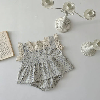 Conjunto Infantil de 2 Peças – Top sem Mangas com Estampado Floral e Calções