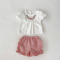 Conjunto de Verão para Menina – Blusa Bordada com Mangas Balão