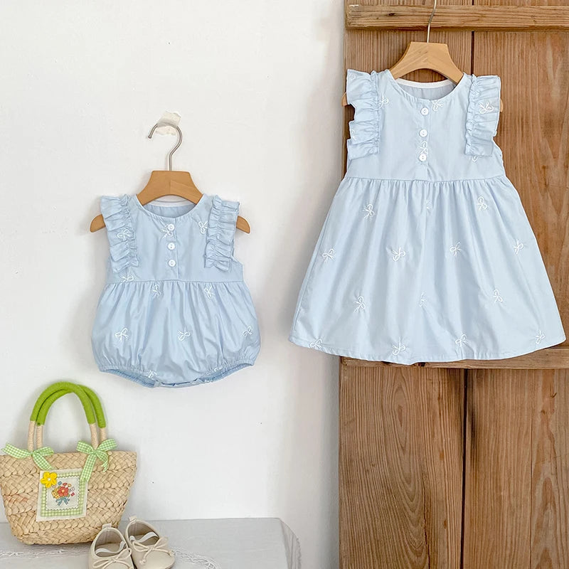 Conjunto de Verão de Bebé Menina com Bordado