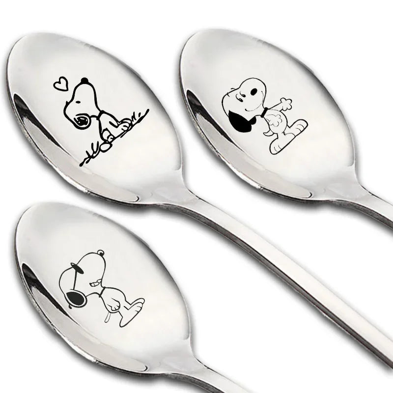 Colher Infantil em Aço Inoxidável com Estampa do Snoopy para Crianças