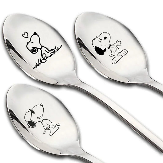 Colher Infantil em Aço Inoxidável com Estampa do Snoopy para Crianças
