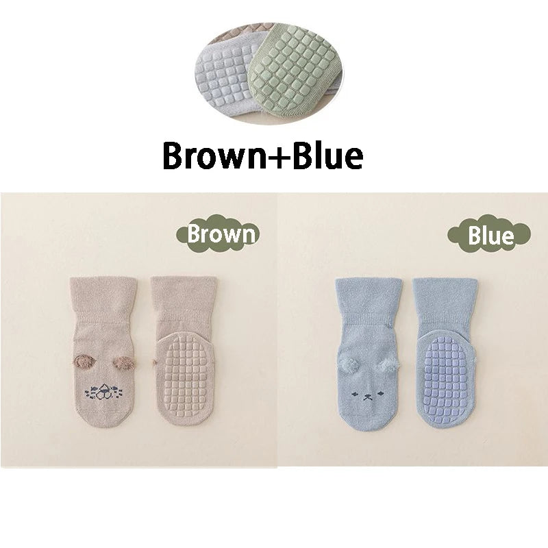 2 Pares de Meias Antiderrapantes para Bebé em Algodão