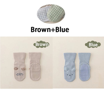2 Pares de Meias Antiderrapantes para Bebé em Algodão