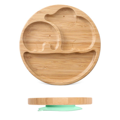 1pcs/3pcs Wooden Feeding Tableware Sets Baby Feeding Bowl Bamboo Non-slip Waterproof Fork Spoon for kids Baby Wooden Plate