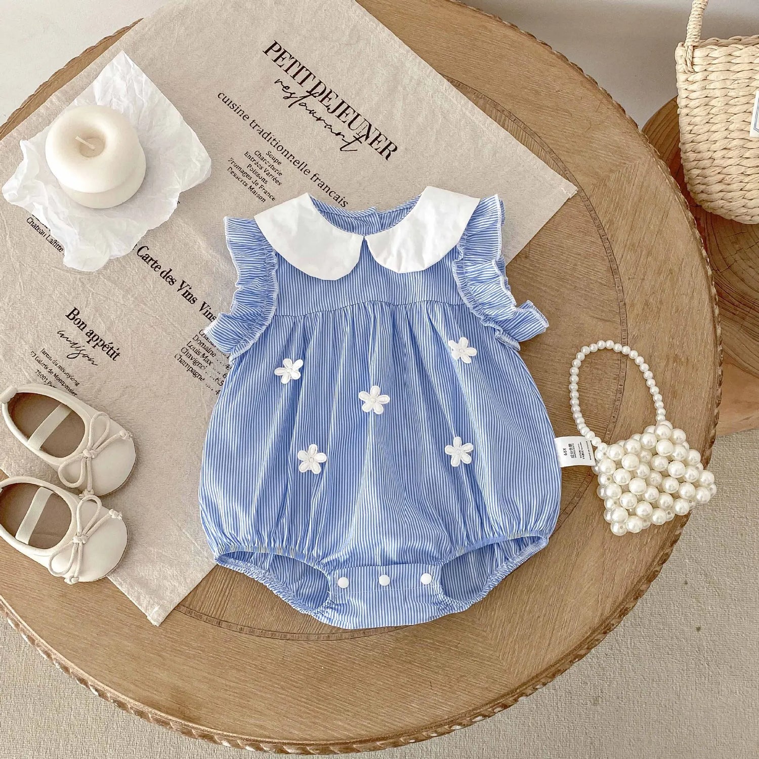 Conjunto de Verão - Body Sem Mangas com Folhos para Bebé