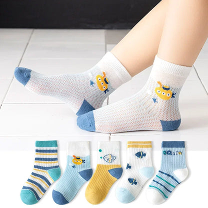Meias Infantis em Malha Respirável – Pack 5 Pares