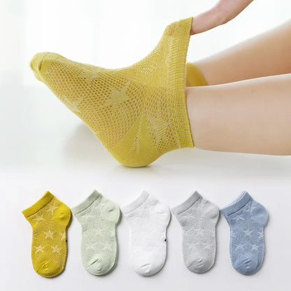 Meias Infantis em Malha Respirável – Pack 5 Pares