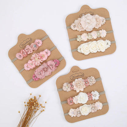 Conjunto 3 de Bandas de Cabelo com Flores