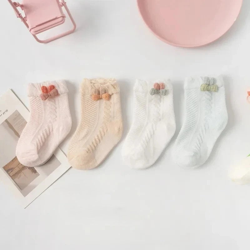 4 Pares de Meias de Bebé em Malha Fina Algodão