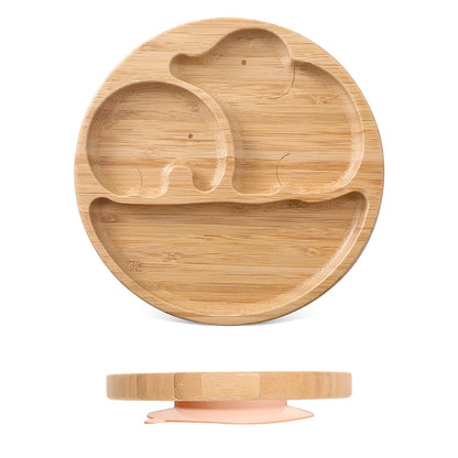 1pcs/3pcs Wooden Feeding Tableware Sets Baby Feeding Bowl Bamboo Non-slip Waterproof Fork Spoon for kids Baby Wooden Plate