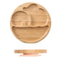 1pcs/3pcs Wooden Feeding Tableware Sets Baby Feeding Bowl Bamboo Non-slip Waterproof Fork Spoon for kids Baby Wooden Plate