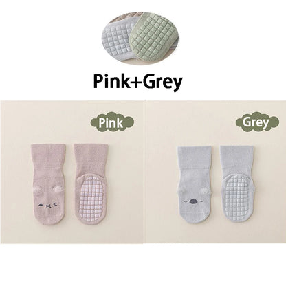 2 Pares de Meias Antiderrapantes para Bebé em Algodão
