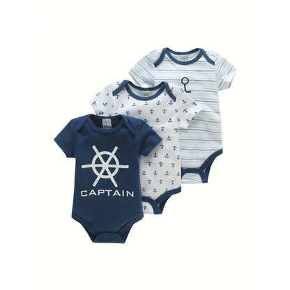 Conjunto de 3 Bodys para Bebé – 100% Algodão