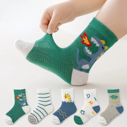 Meias Infantis em Malha Respirável – Pack 5 Pares