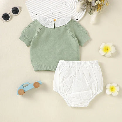 Conjunto de Malha em Algodão para Bebé – Camisola com Calções