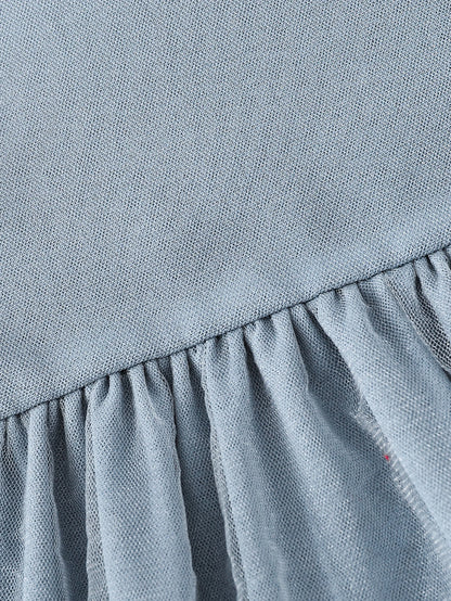Vestido de Verão em Tule com Alça de Ombro Assimétrica para Menina