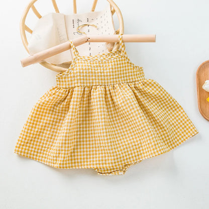 Vestido Casual com Alças e Bolsa Incorporada para Bebé 100% Algodão