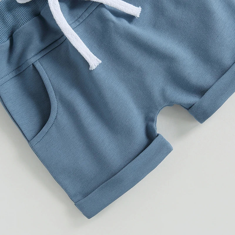 Conjunto de Verão para Menino – T-shirt com Estampa e Calções com Cintura Elástica