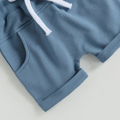 Conjunto de Verão para Menino – T-shirt com Estampa e Calções com Cintura Elástica
