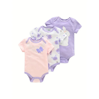 Conjunto de 3 Bodys para Bebé – 100% Algodão