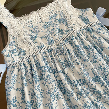 Vestido com Renda e Laço para Menina