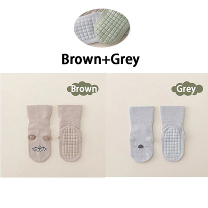 2 Pares de Meias Antiderrapantes para Bebé em Algodão