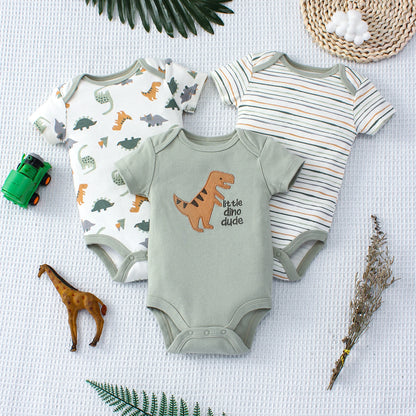 Conjunto de 3 Peças para Bebé Estampado Dinossauro e Riscas