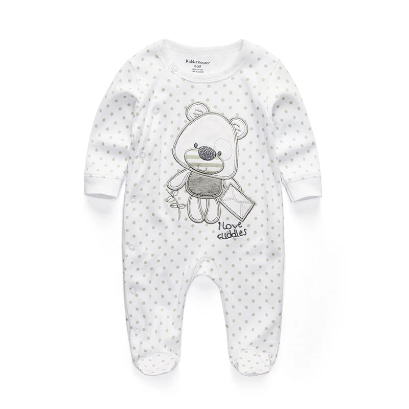 Babygrow com Estampa de Ursinho – Manga Comprida 100% Algodão