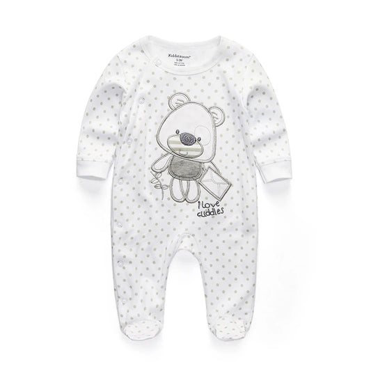 Babygrow com Estampa de Ursinho – Manga Comprida 100% Algodão