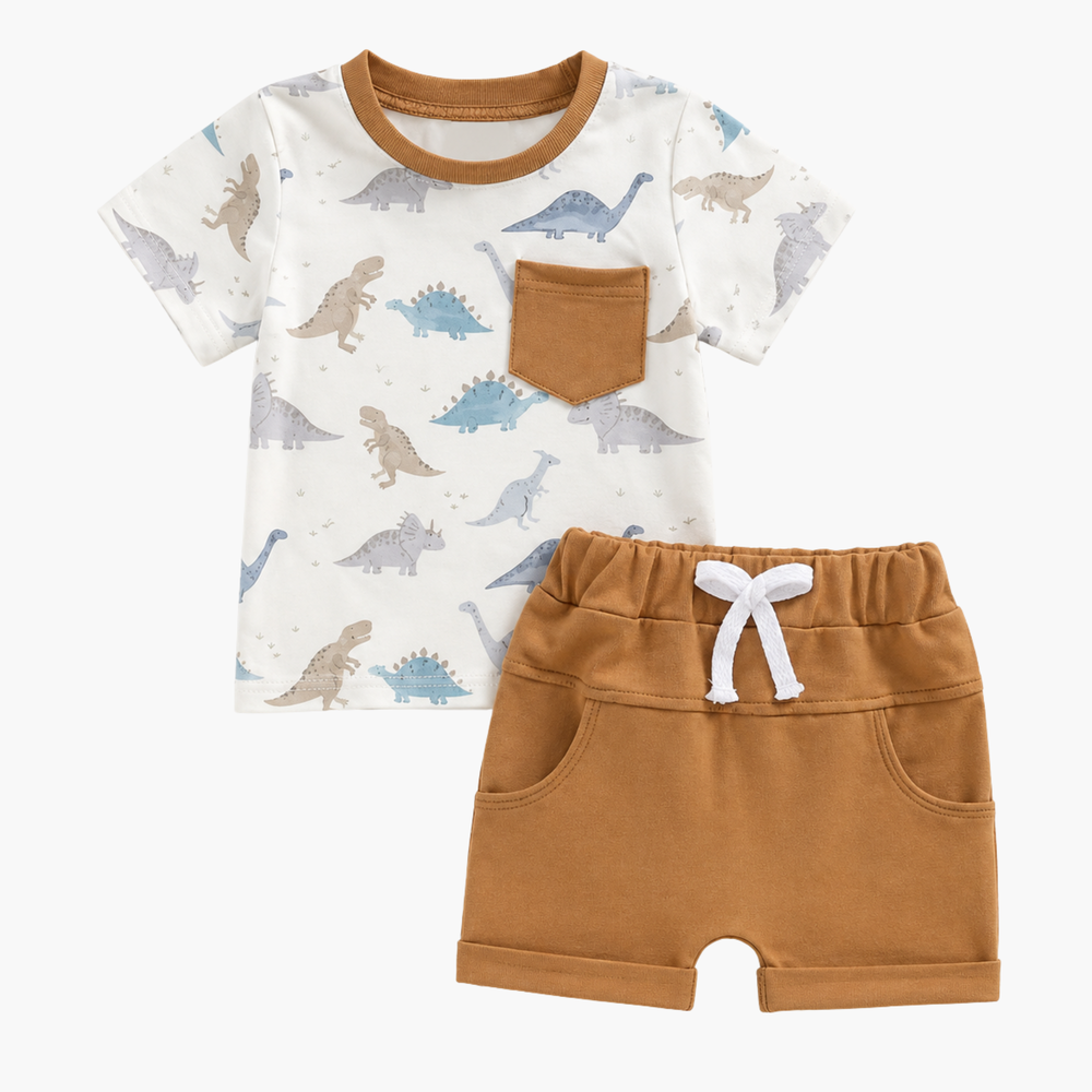 Conjunto de Bebé Dino T-shirt e Calções