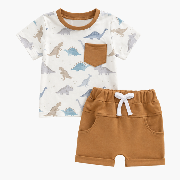 Conjunto de Bebé Dino T-shirt e Calções