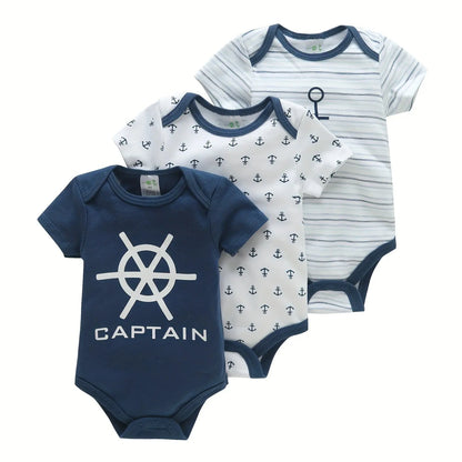 Conjunto de 3 Bodys para Bebé – 100% Algodão