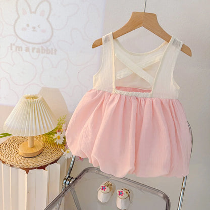 Vestido de Verão para Bebé Menina com Padrão de Túlipas